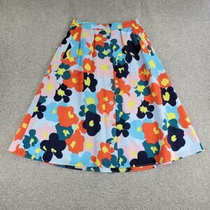 Nordstrom Cristina Martinez Skirt Womens 6 Bright Poppy Floral Button Down